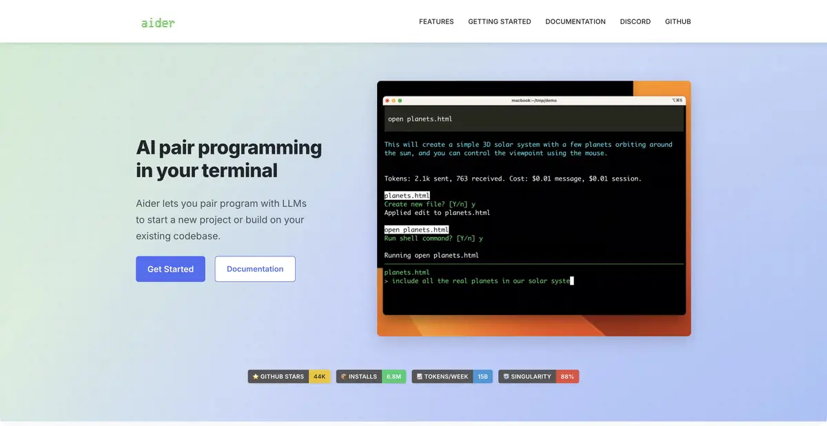 Aider: терминальный AI-напарник и пример работы с кодом