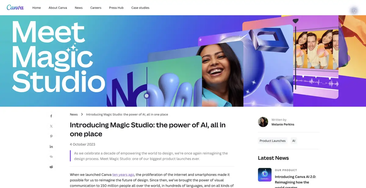 Canva: официальный анонс Magic Studio с примерами ИИ-инструментов