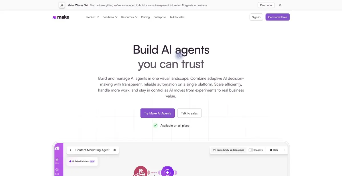 Make AI Agents: visueller Workflow und Werkzeuge des KI-Agenten