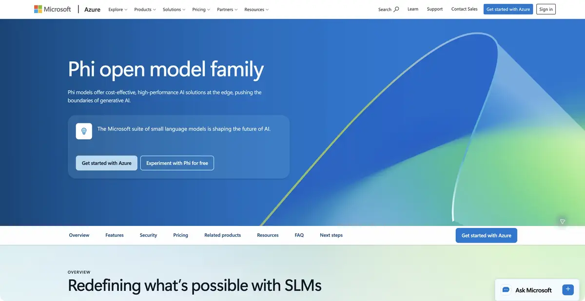 Microsoft Phi: offizielle Seite der kompakten Modellfamilie für Entwickler