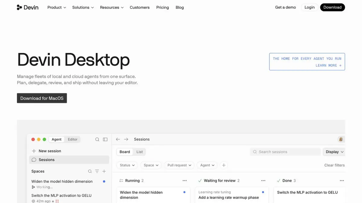 Devin Desktop: редактор и управление локальными и облачными агентами